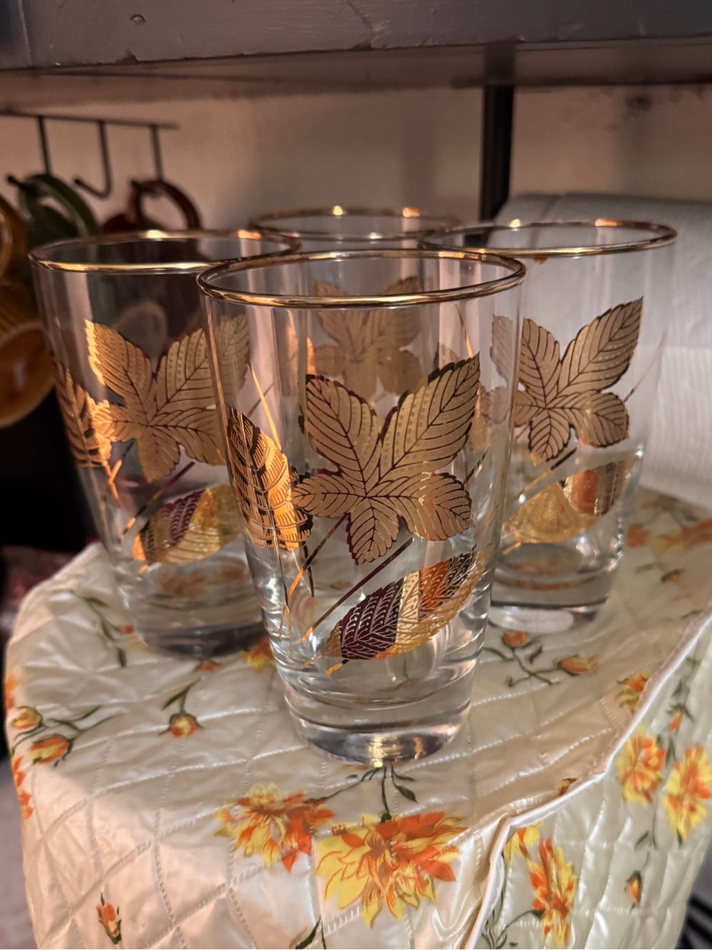 Libbey Gold Leaf Vintage Glass Tumblers - Set of 4